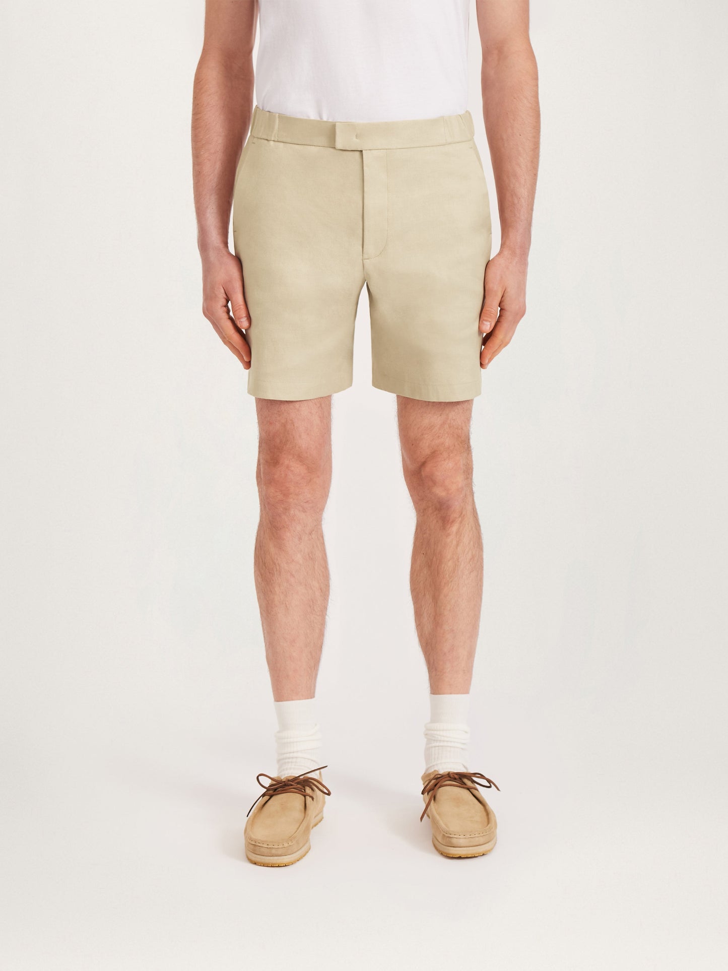 Pack de 12 shorts de lino, entrepierna de 8 pulgadas, color arena