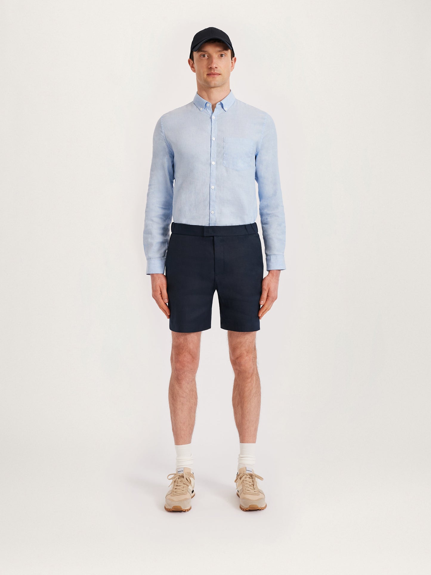 Shorts de lino de 12, entrepierna de 8 pulgadas, azul marino