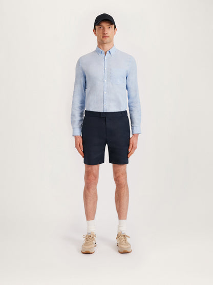 Shorts de lino de 12, entrepierna de 8 pulgadas, azul marino