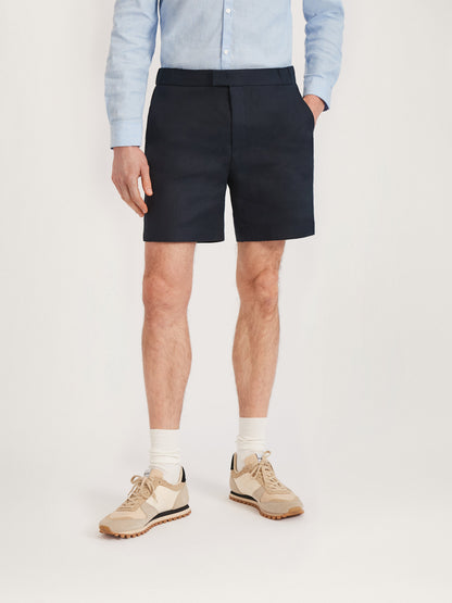 Shorts de lino de 12, entrepierna de 8 pulgadas, azul marino