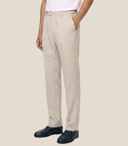 Pantalones de lino de corte regular, lino natural - Talla 24
