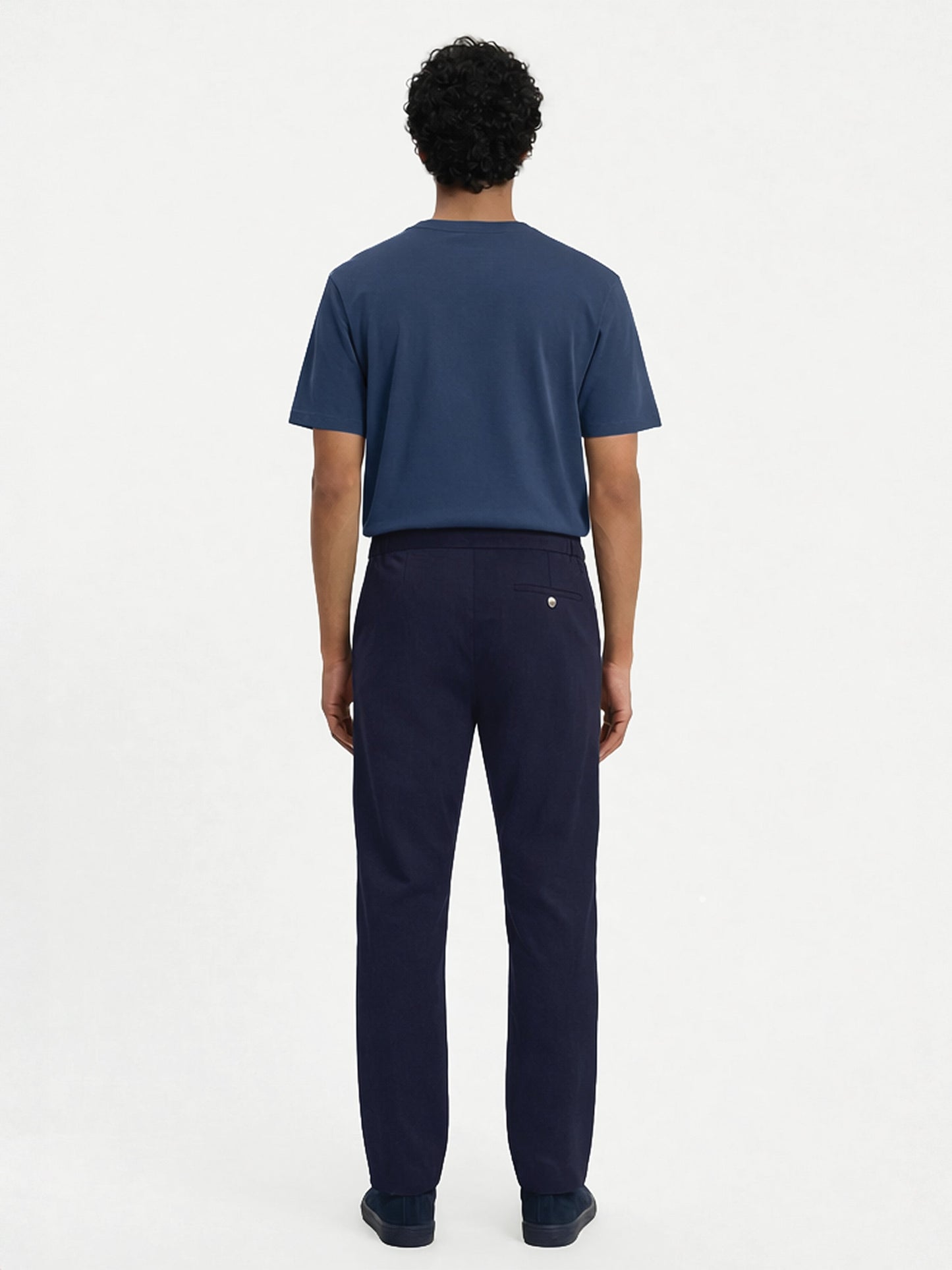 Pantalón azul marino de corte recto, talla 24, algodón elástico