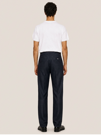Pantalones de lino 24 - corte regular en azul marino