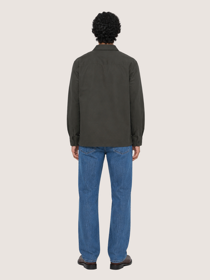 Overshirt de algodón 24 en verde oliva oscuro — 100% algodón