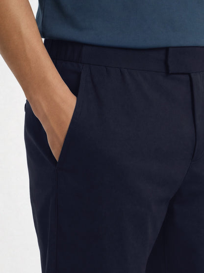 Pantalón azul marino de corte recto, talla 24, algodón elástico