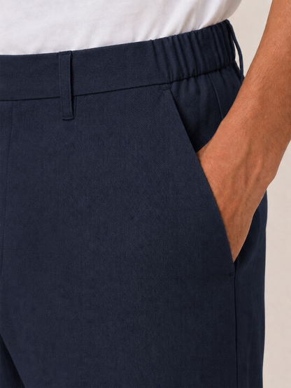 Pantalones de lino 24 - corte regular en azul marino