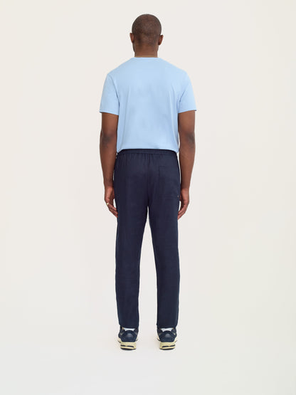 Pantalones de lino fáciles en azul marino