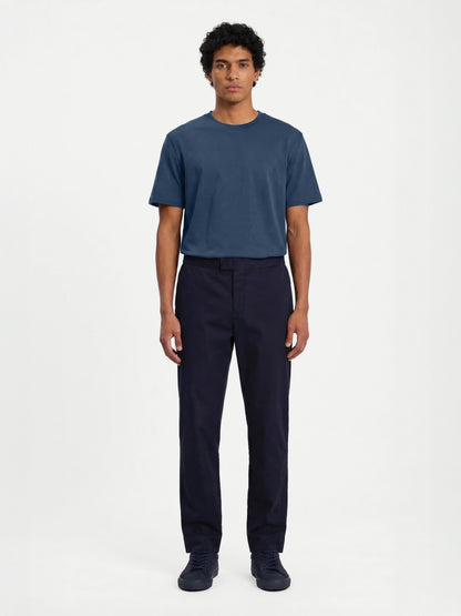 Pantalón azul marino de corte recto, talla 24, algodón elástico
