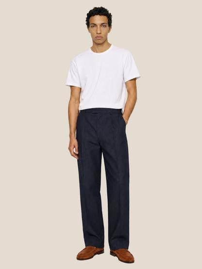 Pantalón de lino Atelier en azul marino