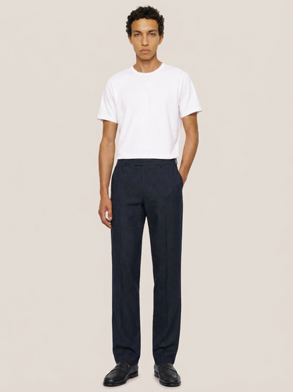 Pantalones de lino 24 - corte regular en azul marino