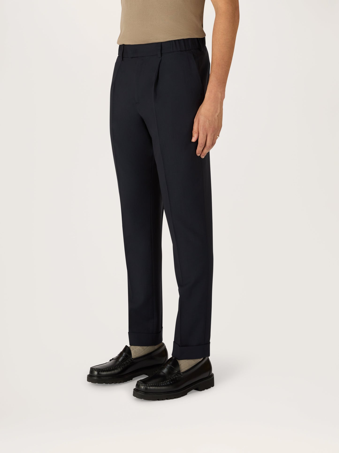 Pantalones plisados de lana tropical, talla 24, azul marino