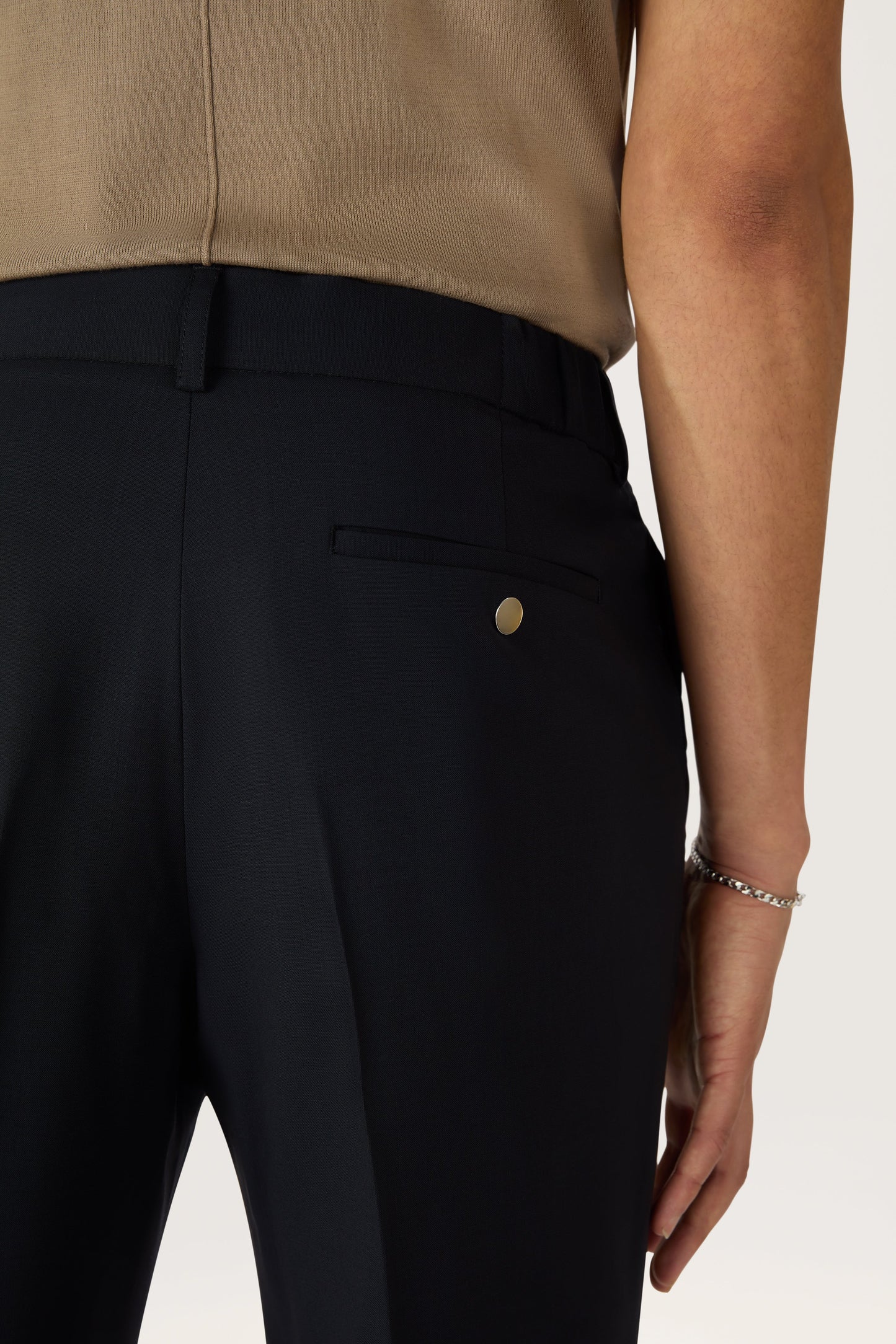 Pantalones plisados de lana tropical, talla 24, azul marino