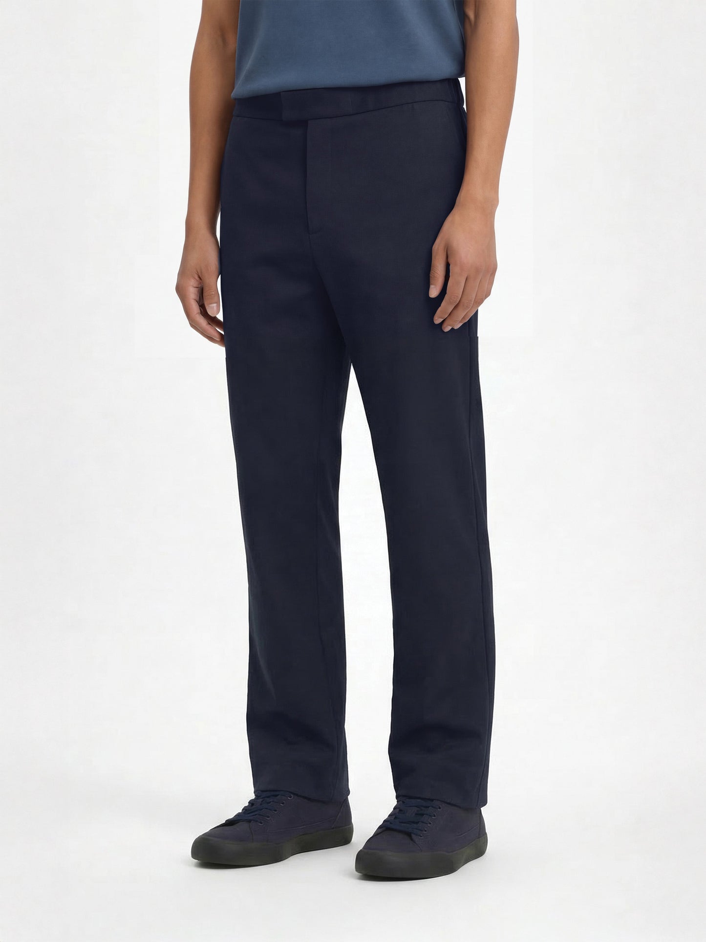 Pantalón azul marino de corte recto, talla 24, algodón elástico