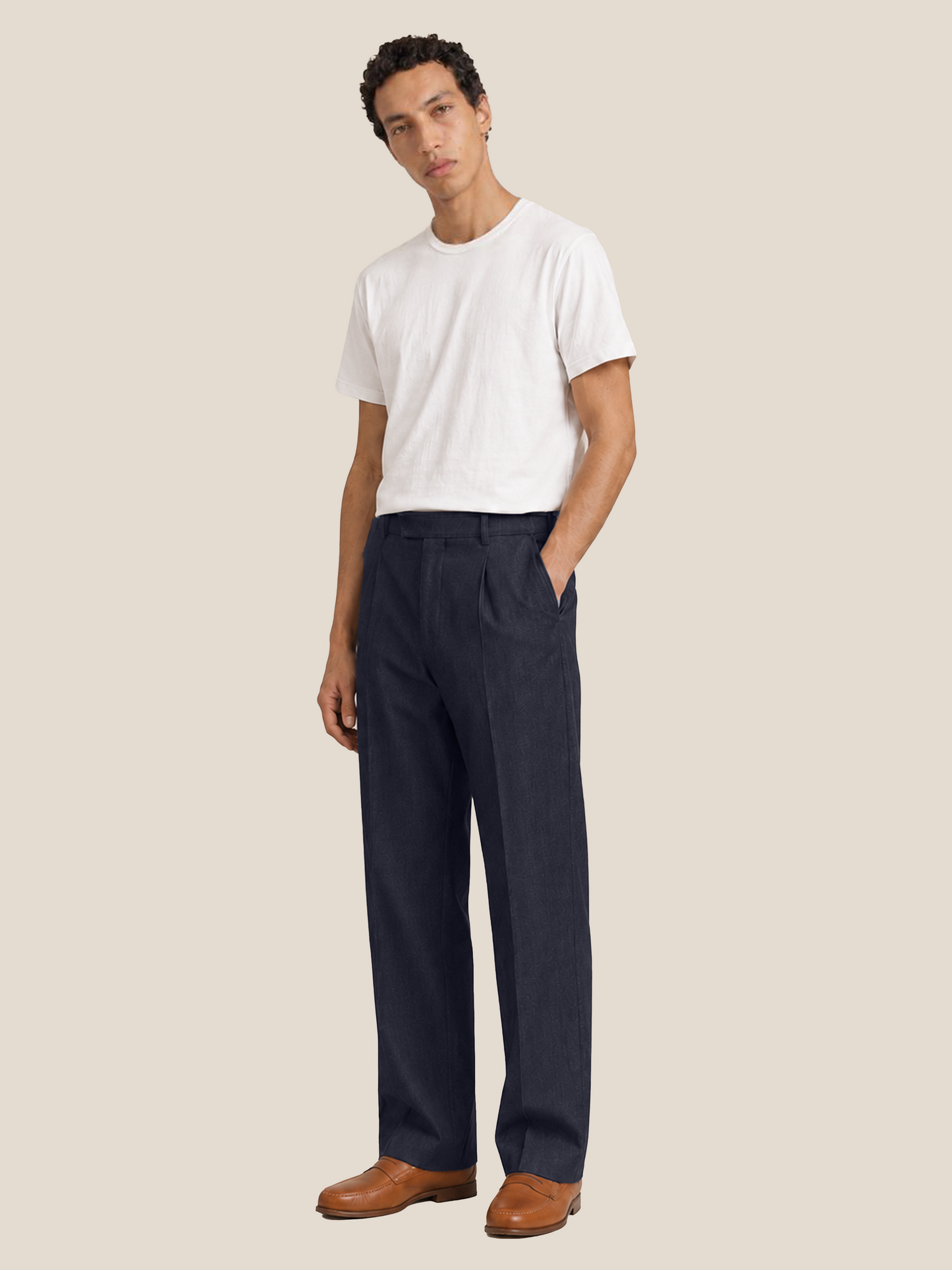 Pantalón de lino Atelier en azul marino