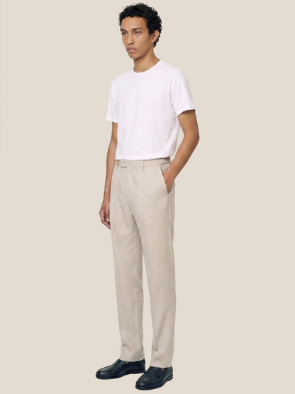 Pantalones de lino de corte regular, lino natural - Talla 24